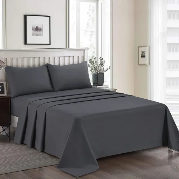 Premium Cotton Bed Sheet – Plain Dyed Grey