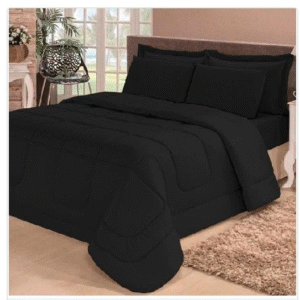 Black Cotton Embroidered Bed Sheet