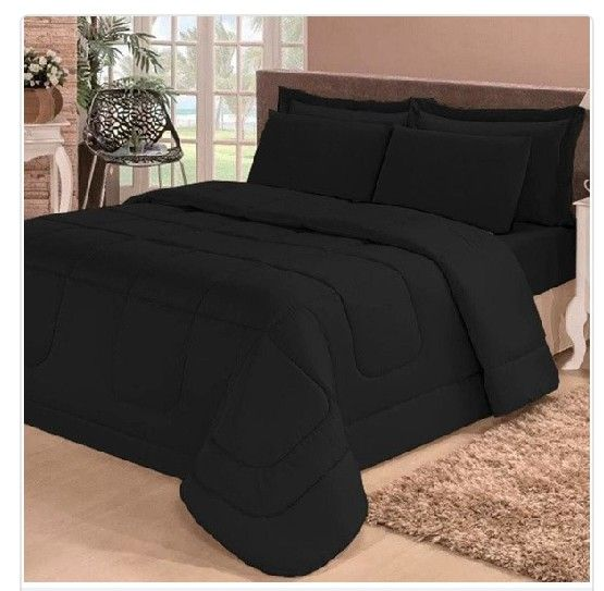 Black Cotton Embroidered Bed Sheet