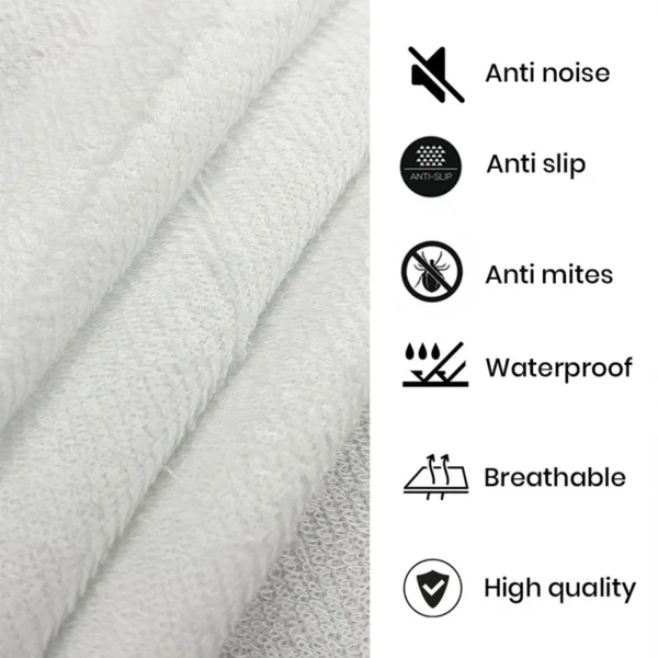 Premium Terry Cotton 100% Waterproof Fitted Mattress Protector – White - Image 2