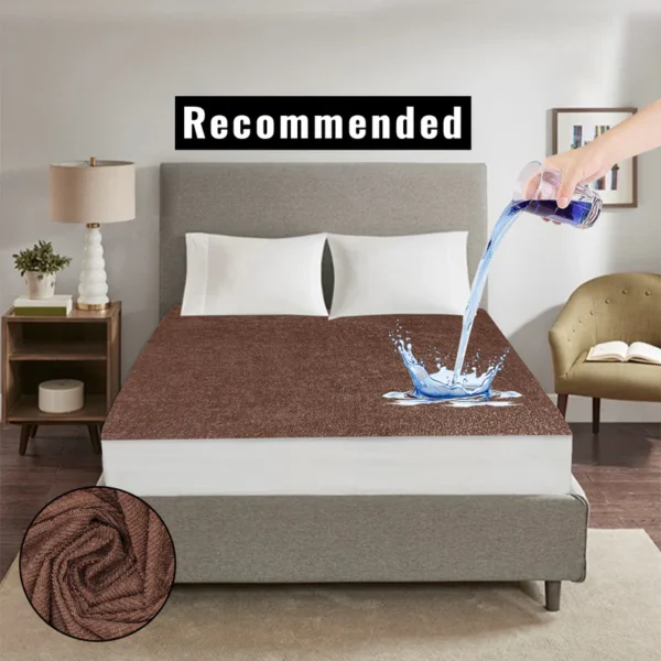 Premium & Export Quality Terry Cotton 100% Waterproof Fitted Style Mattress Protector- Brown Color