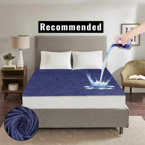 Premium & Export Quality100% Waterproof Fitted Style Mattress Protector- Blue Color